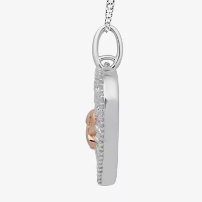 Hallmark Diamonds Tree Of Life Womens 1/10 CT. T.W. Natural White Diamond 14K Two Tone Gold Over Silver Sterling Silver Heart 18 Inch Pendant Necklace