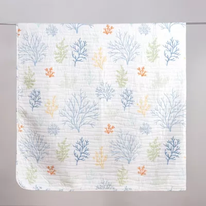 Linery Pastel Coral Pattern Reversible Quilt Set