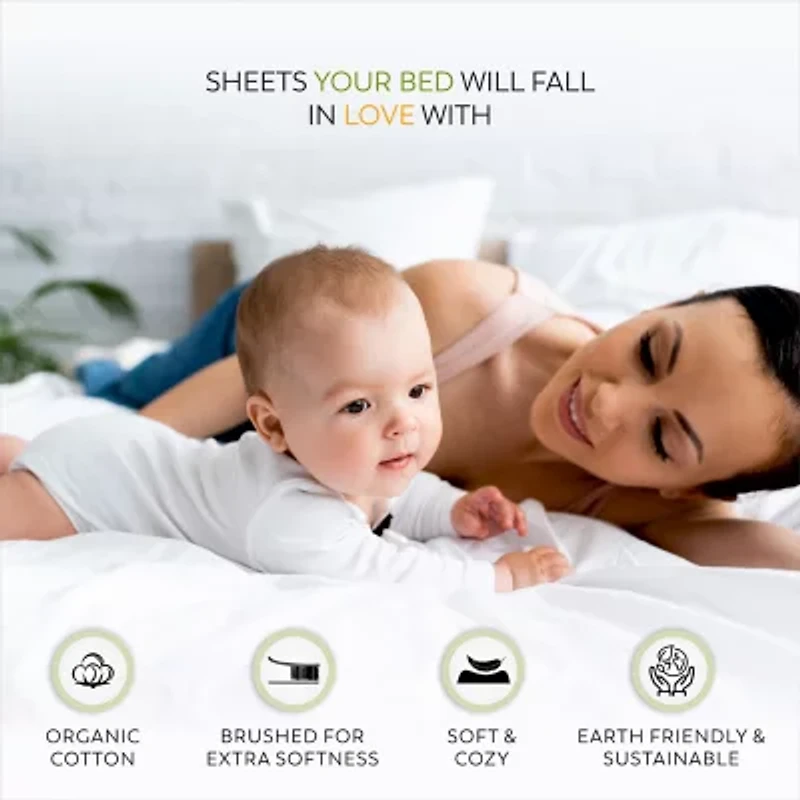 Purity Home Organic Cotton 300 Thread Count Eco-Friendly Sheet Set & Pillowcases