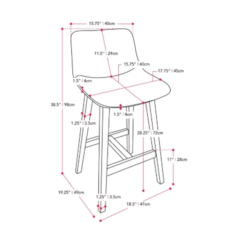 Corliving Nora 2-pc. Counter Height Upholstered Bar Stool