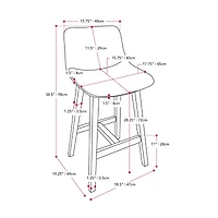Corliving Nora 2-pc. Counter Height Upholstered Bar Stool