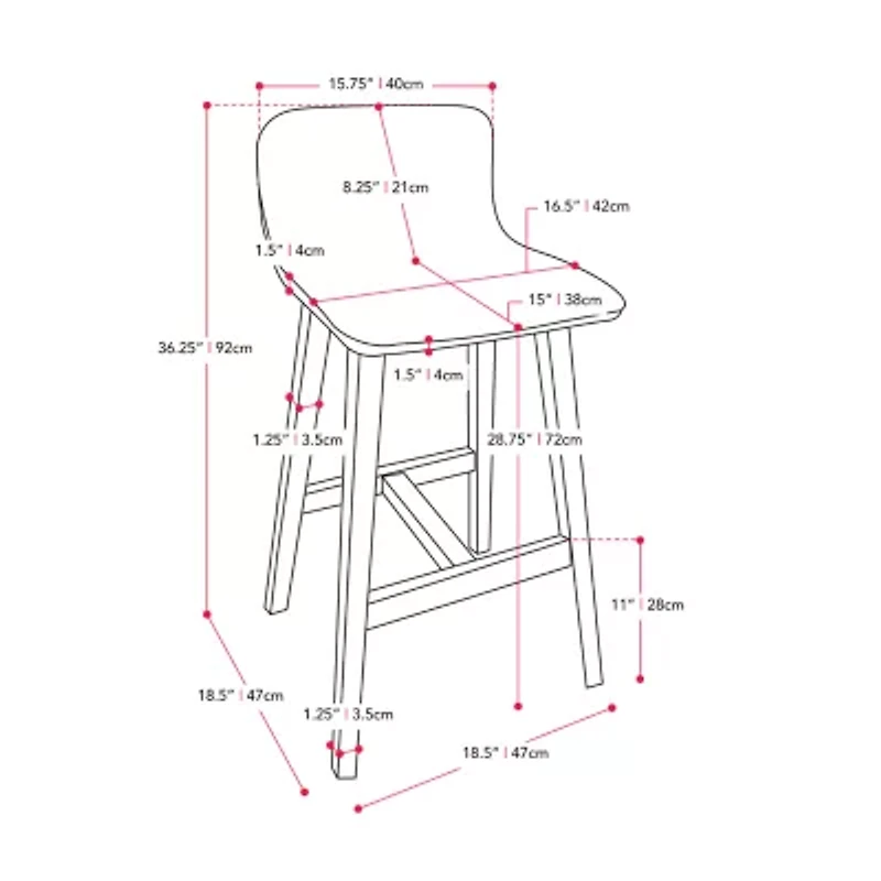 Corliving Bennett 2-pc. Counter Height Upholstered Bar Stool
