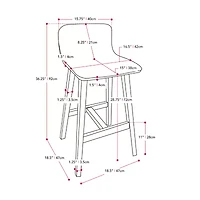 Corliving Bennett 2-pc. Counter Height Upholstered Bar Stool