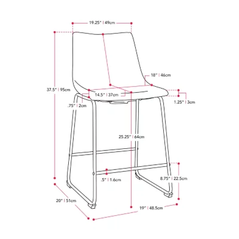 Corliving Asahi 2-pc. Counter Height Upholstered Bar Stool