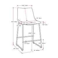 Corliving Asahi 2-pc. Counter Height Upholstered Bar Stool
