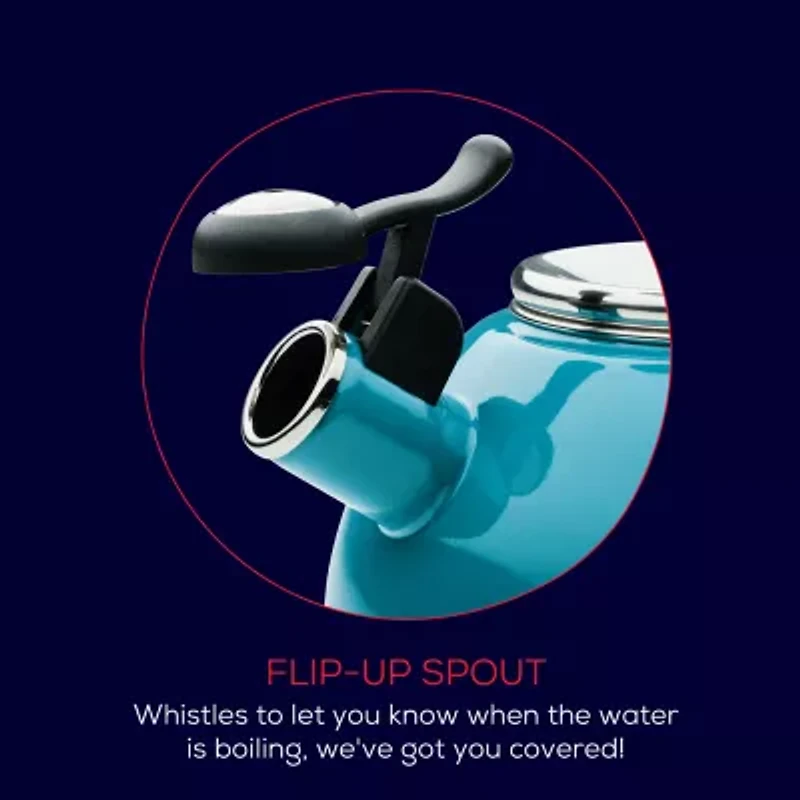 Circulon Enamel On Steel 2-Qt. Whistling Induction Tea Kettle with Flip-Up Spout