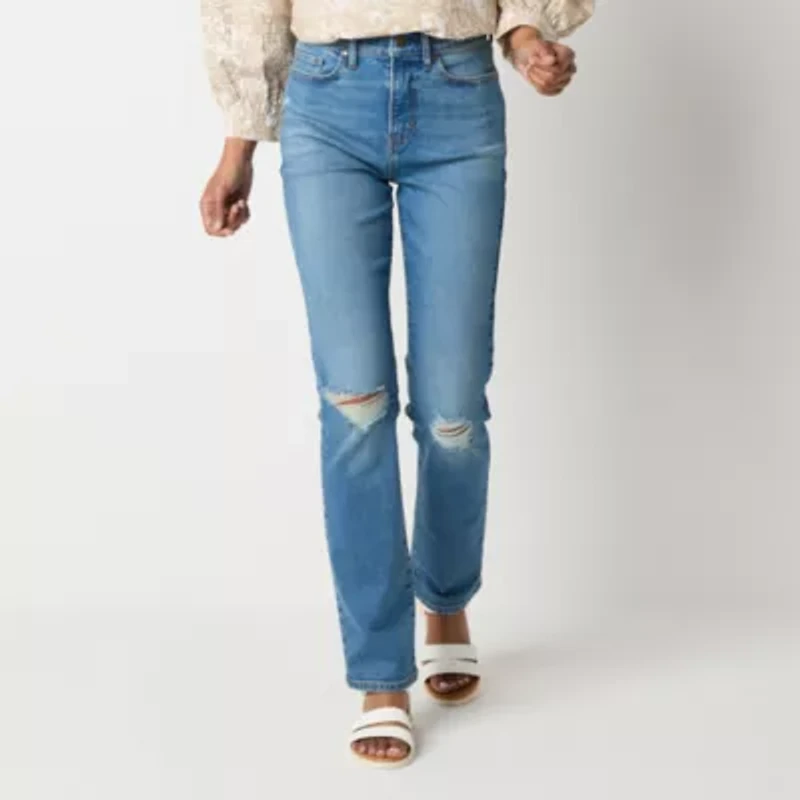 a.n.a Womens High Rise Straight Leg Jean