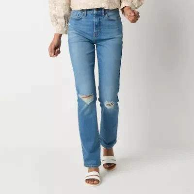 a.n.a Womens High Rise Straight Leg Jean