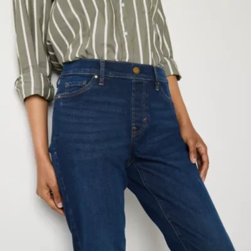 a.n.a Womens High Rise Seated Wear Straight Leg Jean