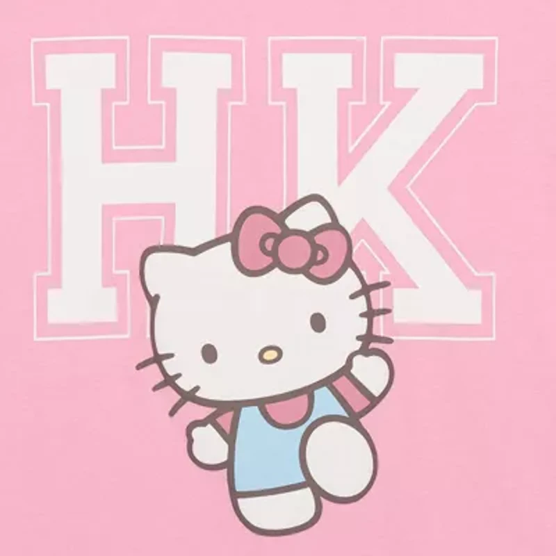 Side Cinch Little & Big Kid Girls Crew Neck Short Sleeve Regular Fit Hello Kitty Graphic T-Shirt