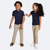 IZOD Performance Mesh Little & Big Kid Girls Short Sleeve Regular Fit Wrinkle Resistant Moisture Wicking Polo Shirt
