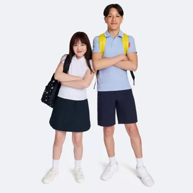 IZOD Performance Mesh Little & Big Kid Girls Short Sleeve Regular Fit Wrinkle Resistant Moisture Wicking Polo Shirt