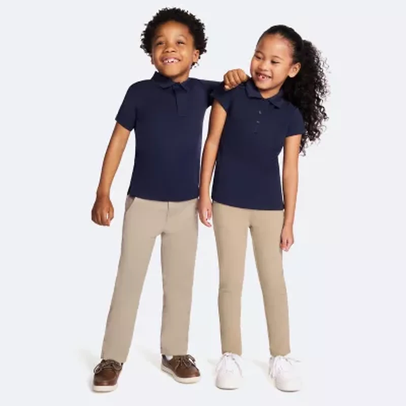 IZOD Performance Mesh Little & Big Kid Girls Short Sleeve Regular Fit Wrinkle Resistant Moisture Wicking Polo Shirt