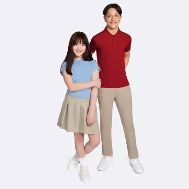IZOD Performance Mesh Little & Big Kid Girls Short Sleeve Regular Fit Wrinkle Resistant Moisture Wicking Polo Shirt