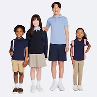IZOD Performance Mesh Little & Big Kid Girls Short Sleeve Regular Fit Wrinkle Resistant Moisture Wicking Polo Shirt