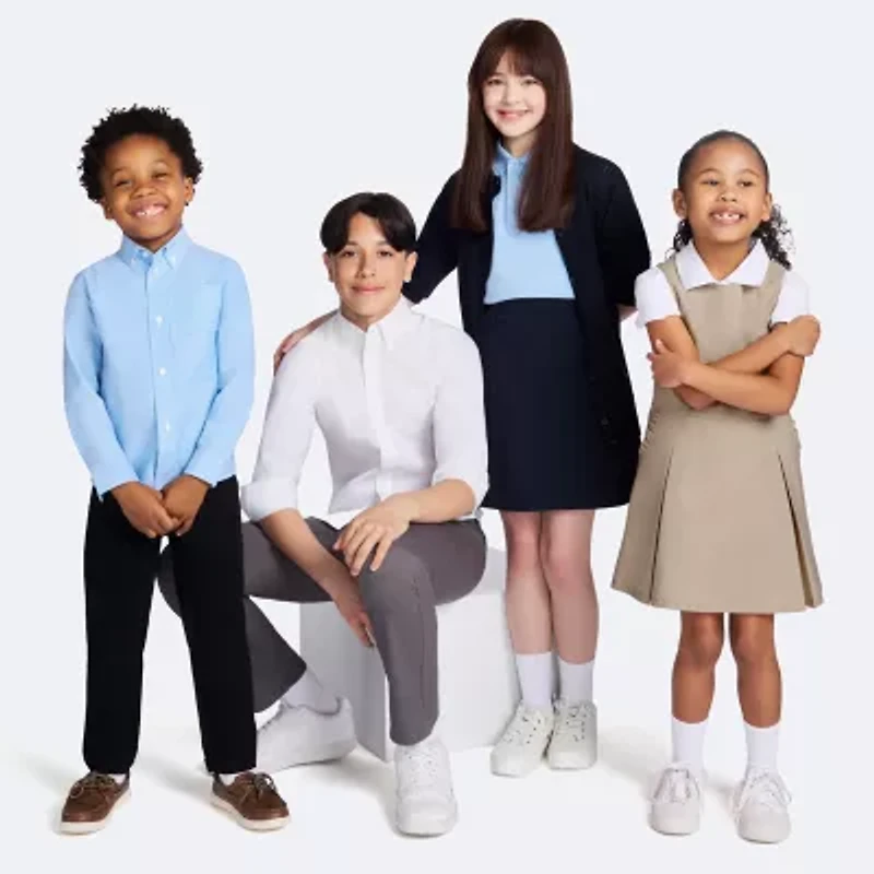 IZOD Performance Mesh Little & Big Kid Girls Short Sleeve Regular Fit Wrinkle Resistant Moisture Wicking Polo Shirt