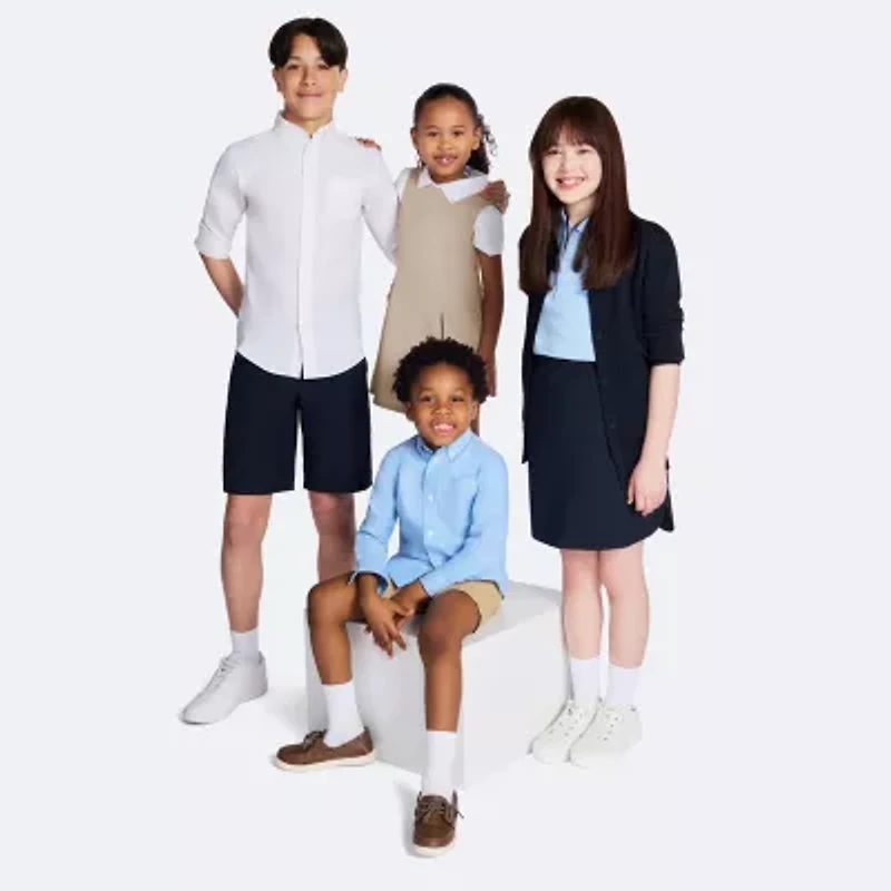 IZOD Performance Mesh Little & Big Kid Girls Short Sleeve Regular Fit Wrinkle Resistant Moisture Wicking Polo Shirt