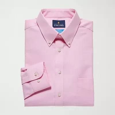 Stafford Coolmax All Season Oxford Mens Regular Fit Stretch Fabric Wrinkle Free Long Sleeve Dress Shirt