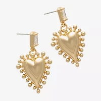 Bijoux Bar Gold Tone Womens Pink Cubic Zirconia Heart Drop Earrings