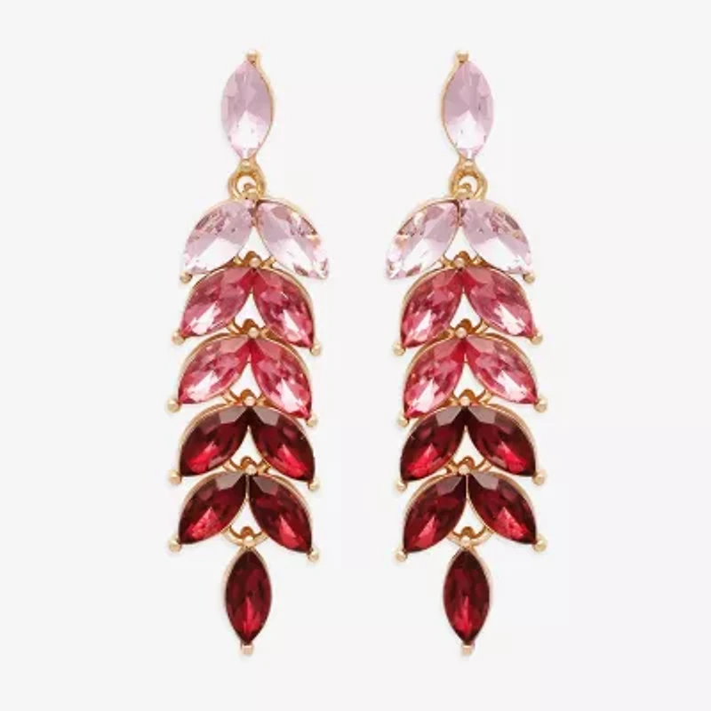 Bijoux Bar Gold Tone Womens Red Glass Drop Earrings