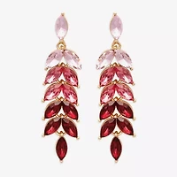 Bijoux Bar Gold Tone Womens Red Glass Drop Earrings