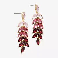 Bijoux Bar Gold Tone Womens Red Glass Drop Earrings
