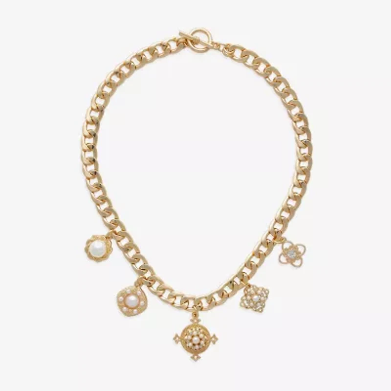 Bijoux Bar Gold Tone Womens 17 Inch Collar Necklace