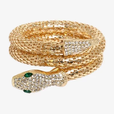 Bijoux Bar Gold Tone Snake Womens Glass Wrap Bracelet