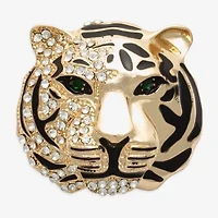 Bijoux Bar Gold Tone Tiger Glass Brooch