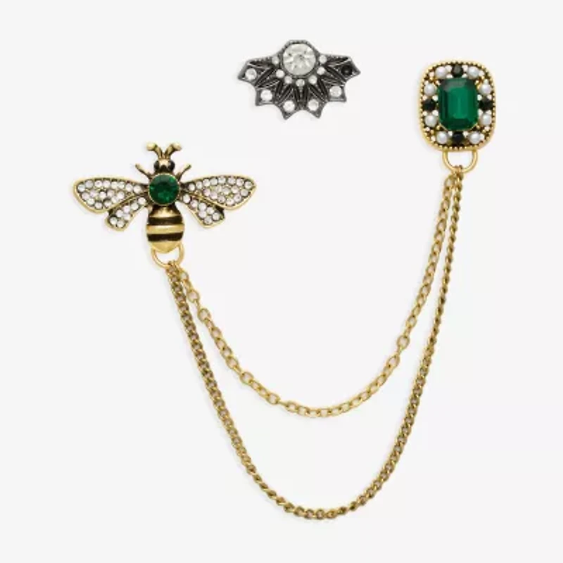 Bijoux Bar Gold Tone Bee Multi Color Glass Pin