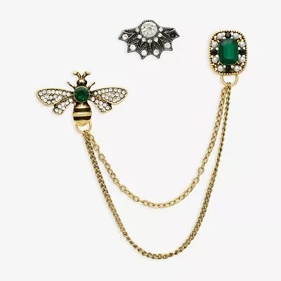 Bijoux Bar Gold Tone Bee Multi Color Glass Pin
