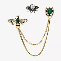 Bijoux Bar Gold Tone Bee Multi Color Glass Pin