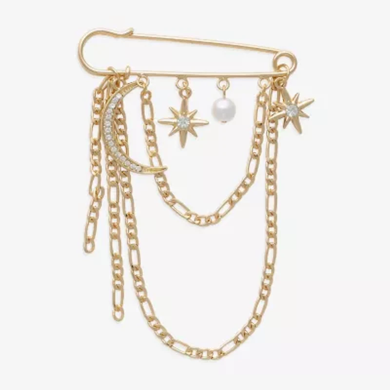 Bijoux Bar Gold Tone Glass Pin
