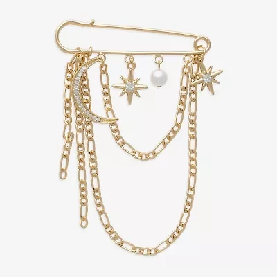 Bijoux Bar Gold Tone Glass Pin