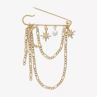 Bijoux Bar Gold Tone Glass Pin