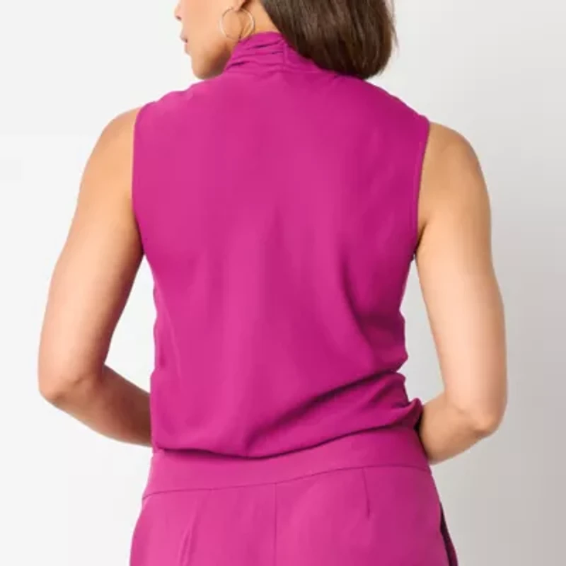 Black Label by Evan-Picone Womens V Neck Sleeveless Blouse