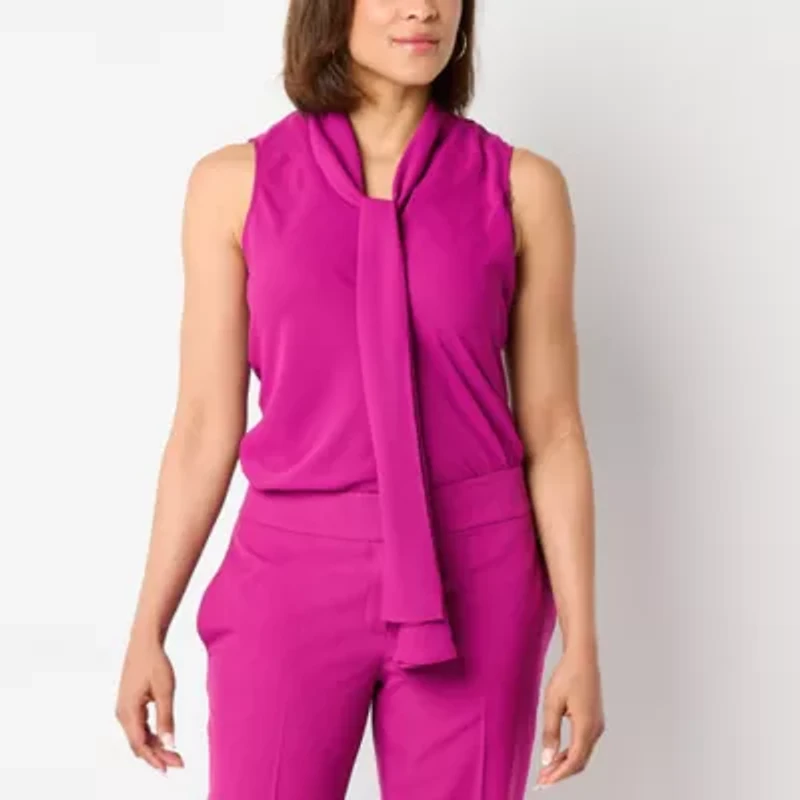 Black Label by Evan-Picone Womens V Neck Sleeveless Blouse