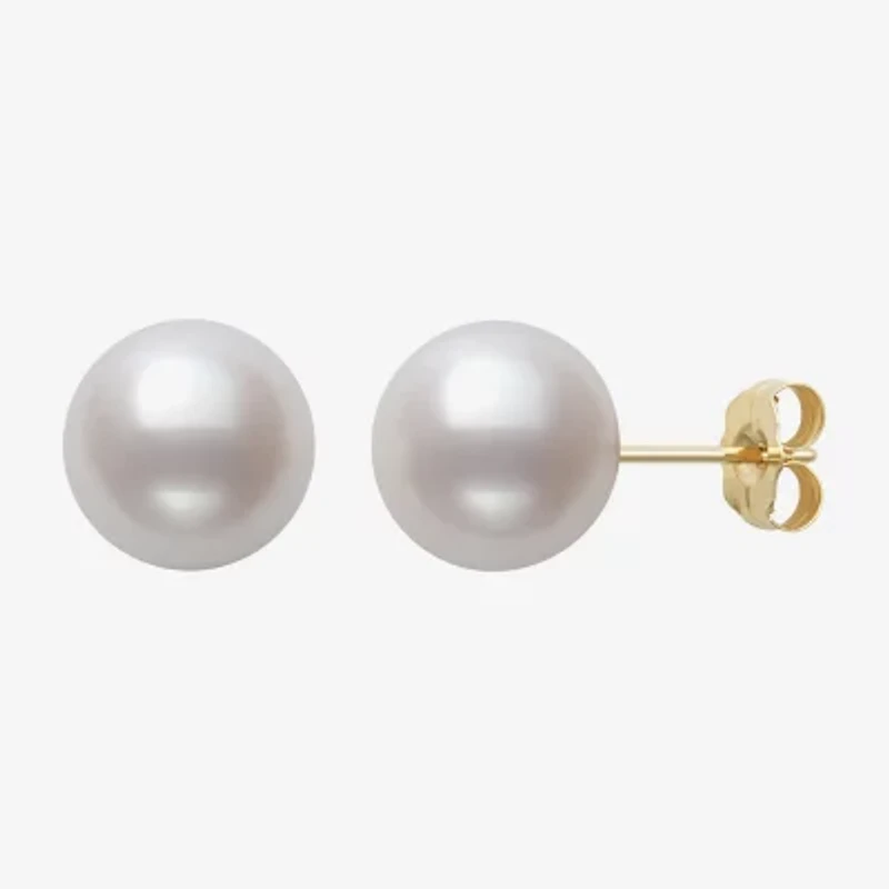 Sofia White Cultured Freshwater Pearl 10K Gold 9mm Ball Stud Earrings