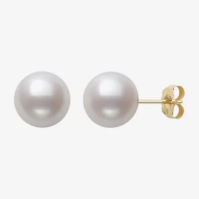 Sofia White Cultured Freshwater Pearl 10K Gold 9mm Ball Stud Earrings