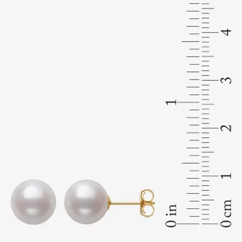 Sofia White Cultured Freshwater Pearl 10K Gold 9mm Ball Stud Earrings