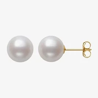 Sofia White Cultured Freshwater Pearl 10K Gold 9mm Ball Stud Earrings