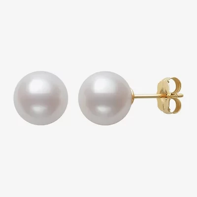Sofia White Cultured Freshwater Pearl 10K Gold 8mm Ball Stud Earrings