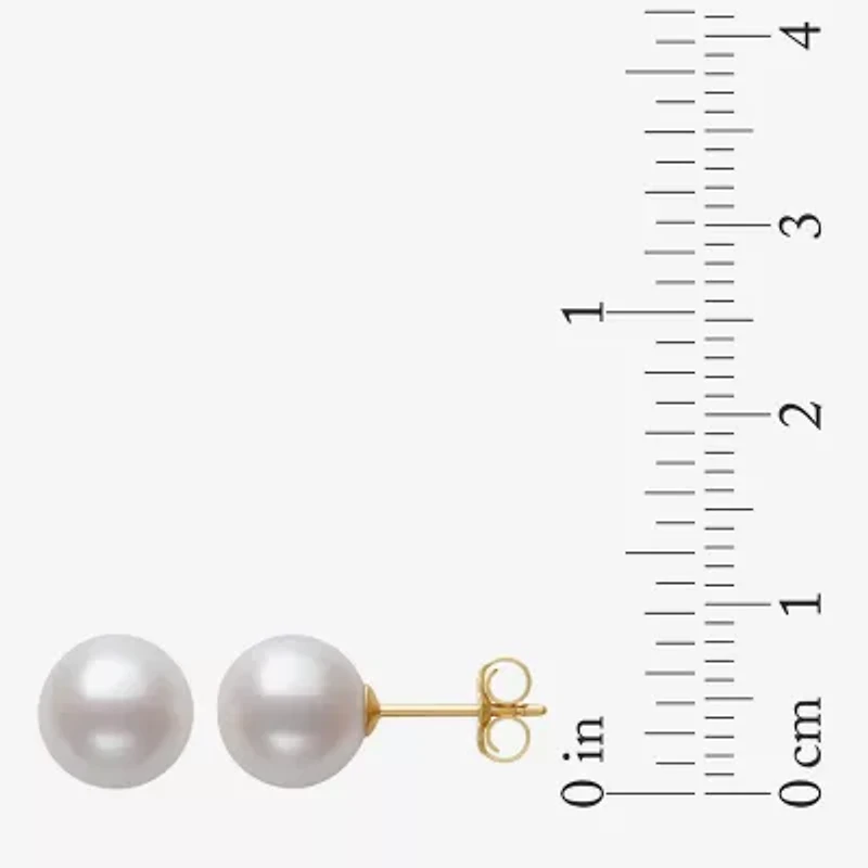 Sofia White Cultured Freshwater Pearl 10K Gold 8mm Ball Stud Earrings