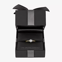 (Gh / Si2 I1) Womens 1/6 CT. T.W. Lab Grown White Diamond 10K Gold Flower Delicate Stackable Ring