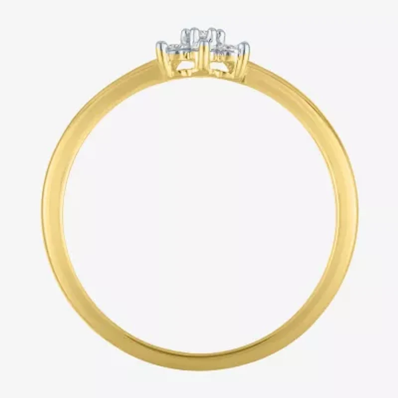 (Gh / Si2 I1) Womens 1/6 CT. T.W. Lab Grown White Diamond 10K Gold Flower Delicate Stackable Ring