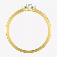 (Gh / Si2 I1) Womens 1/6 CT. T.W. Lab Grown White Diamond 10K Gold Flower Delicate Stackable Ring