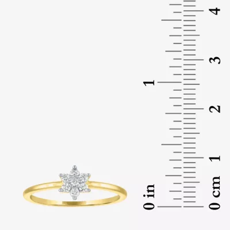 (Gh / Si2 I1) Womens 1/6 CT. T.W. Lab Grown White Diamond 10K Gold Flower Delicate Stackable Ring