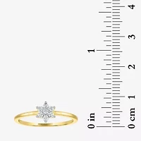 (Gh / Si2 I1) Womens 1/6 CT. T.W. Lab Grown White Diamond 10K Gold Flower Delicate Stackable Ring