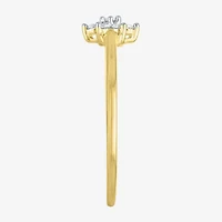 (Gh / Si2 I1) Womens 1/6 CT. T.W. Lab Grown White Diamond 10K Gold Flower Delicate Stackable Ring