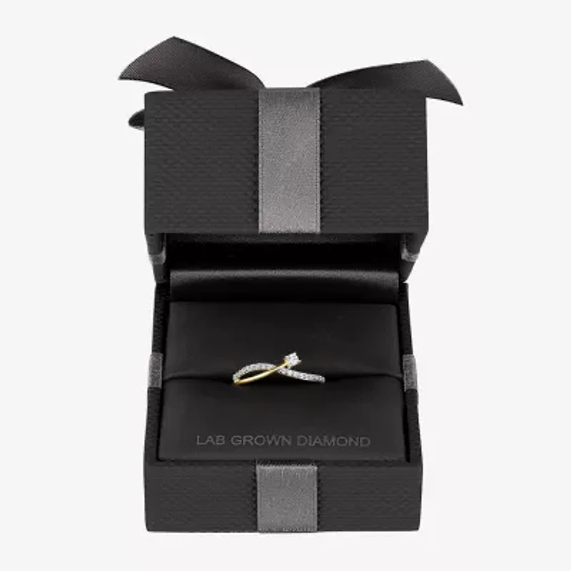 (Gh / Si2 I1) Womens 1/6 CT. T.W. Lab Grown White Diamond 10K Gold Delicate Stackable Ring